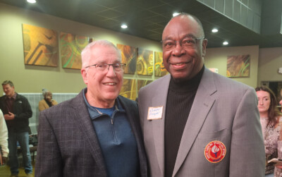 N.C. Sports Hall of Fame members Tim Stevens and Carlester Crumpler.
