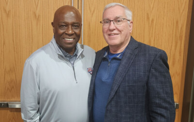 UNC basketball great Phil Ford with Tim Stevens.